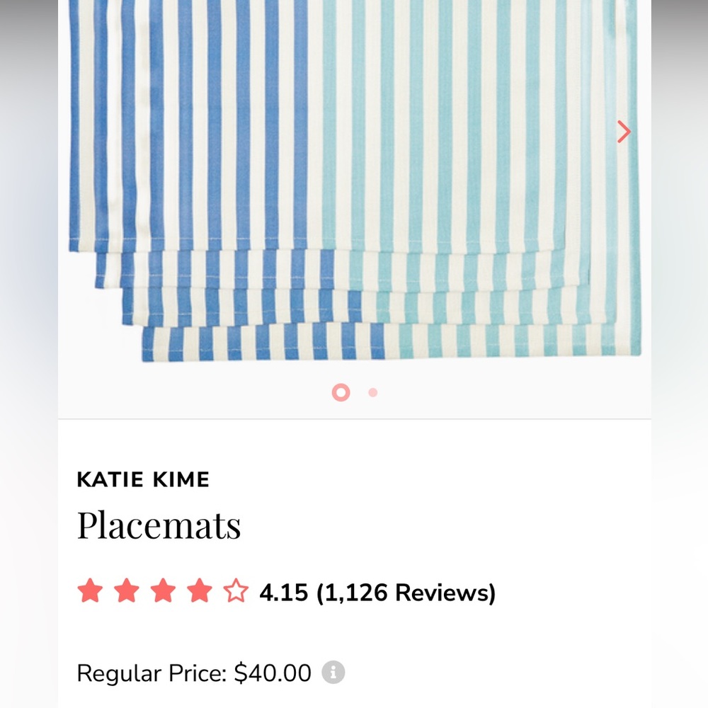 Katie Kim blue summer placemat set of four brand new never opened